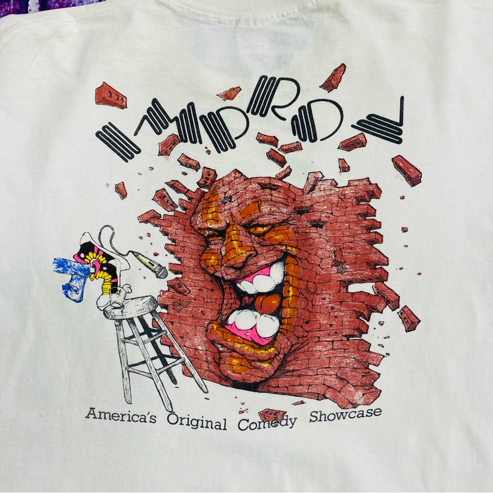 Vintage 90s IMPROV Comedy Showcase White Single Stitch T-shirt Size XL Rare - Picture 5 of 6